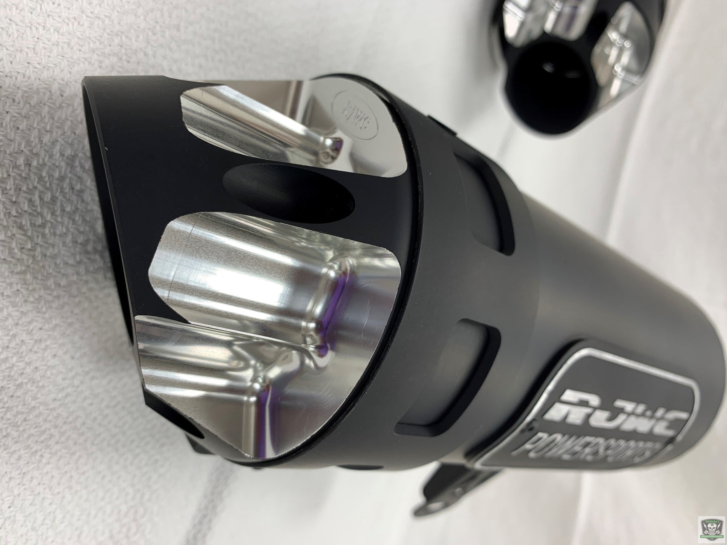 RJWC Single Exhaust Ceramic Coated Black with Machined Tips and Lettering
