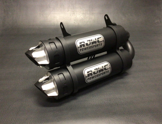 RJWC Dual Exhaust Ceramic Coated Black with Machined Tips and Badge
