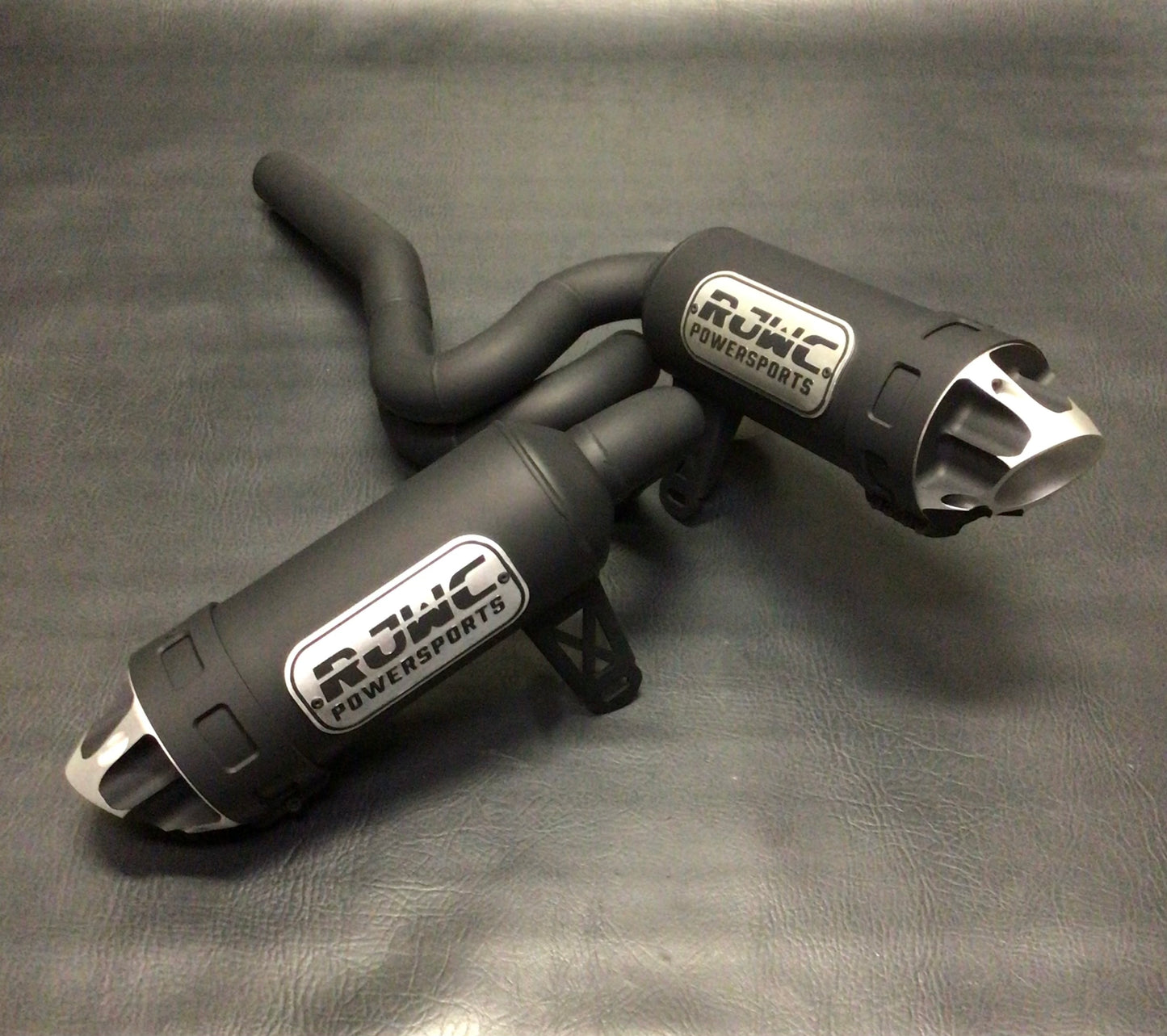 RJWC Dual Exhaust Ceramic Coated Black with Machined Tips and Badge